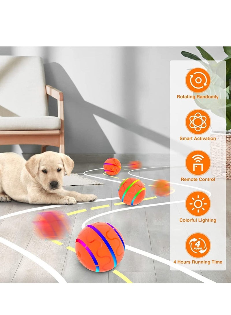 SYOSI Dog Balls Toys Remote Control Dog Balls Interactive Dog Balls Toys Active Rolling Ball for Dogs Orange Light Up Dog Ball USB Rechargeable Aggressive Chewers Toy - Image 3