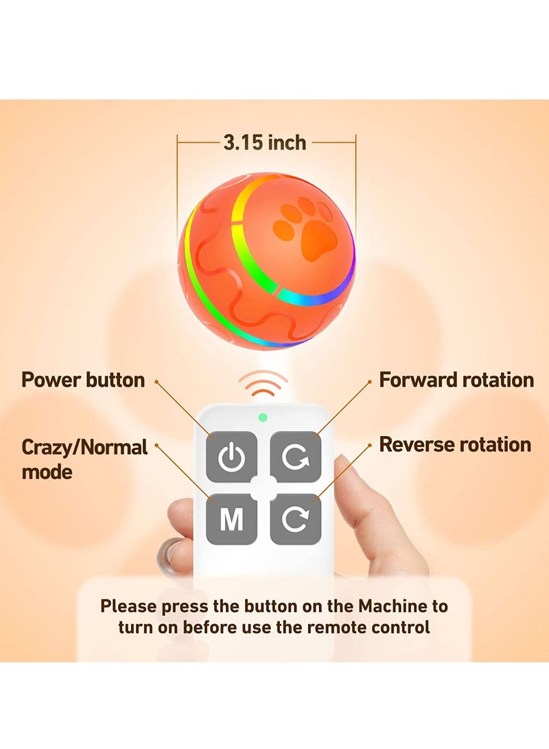 SYOSI Dog Balls Toys Remote Control Dog Balls Interactive Dog Balls Toys Active Rolling Ball for Dogs Orange Light Up Dog Ball USB Rechargeable Aggressive Chewers Toy - Image 2