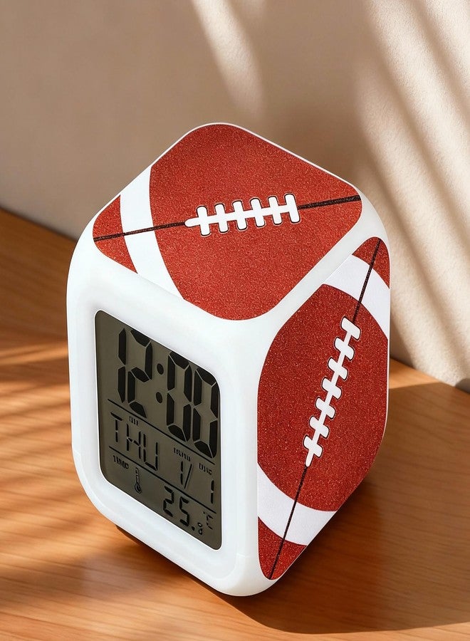 Kenning Christmas Alarm Clock Desk Table Gift with 7 LED Color Changing Nightlight, Xmas Sports Glowing Electronic Colorful Digital Alarm Clock Birthday Present(Rugby) - Image 1
