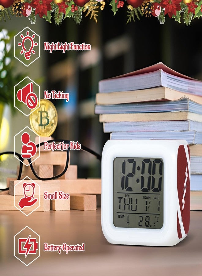 Kenning Christmas Alarm Clock Desk Table Gift with 7 LED Color Changing Nightlight, Xmas Sports Glowing Electronic Colorful Digital Alarm Clock Birthday Present(Rugby) - Image 3