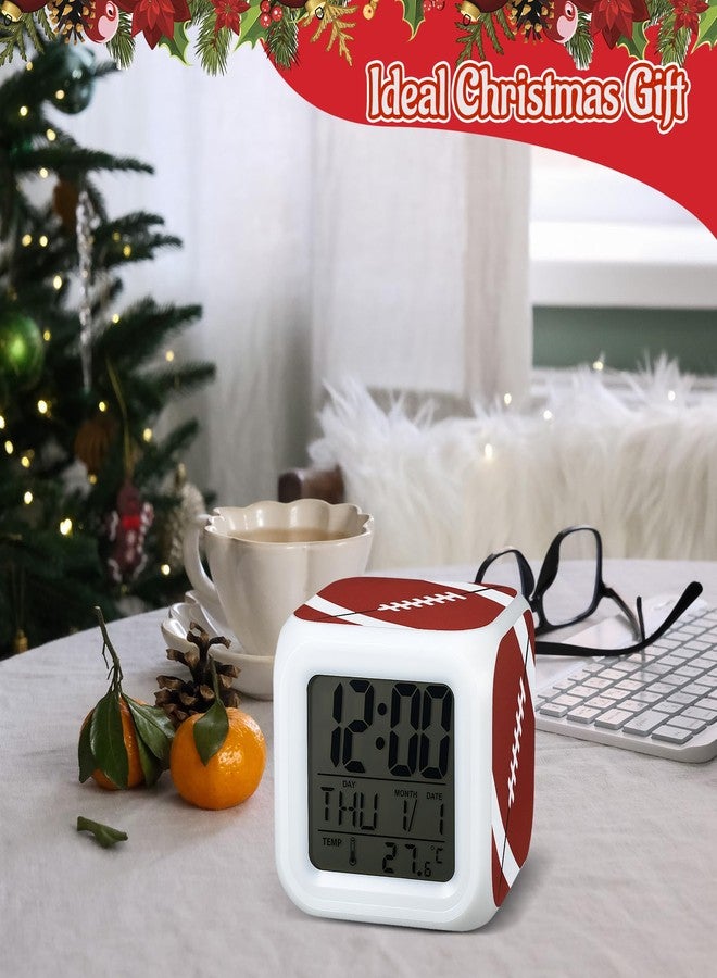 Kenning Christmas Alarm Clock Desk Table Gift with 7 LED Color Changing Nightlight, Xmas Sports Glowing Electronic Colorful Digital Alarm Clock Birthday Present(Rugby) - Image 4