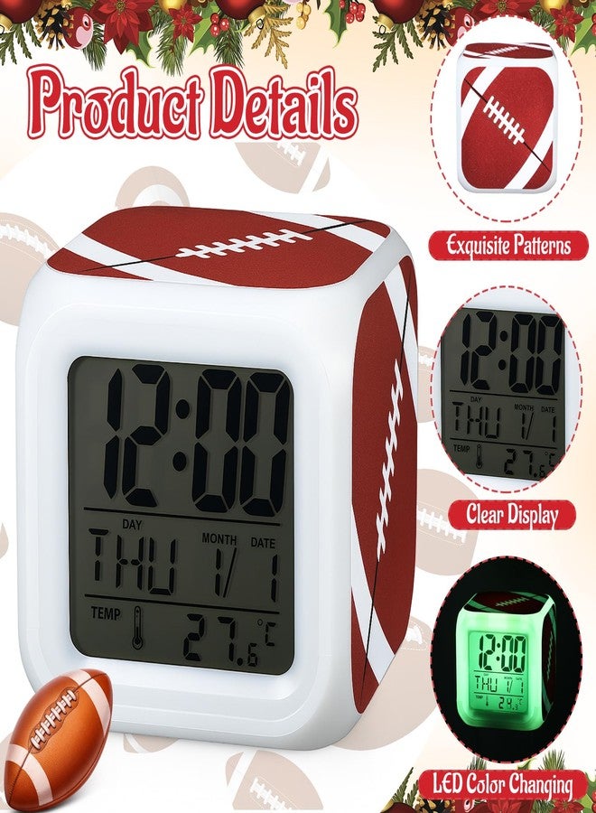 Kenning Christmas Alarm Clock Desk Table Gift with 7 LED Color Changing Nightlight, Xmas Sports Glowing Electronic Colorful Digital Alarm Clock Birthday Present(Rugby) - Image 2