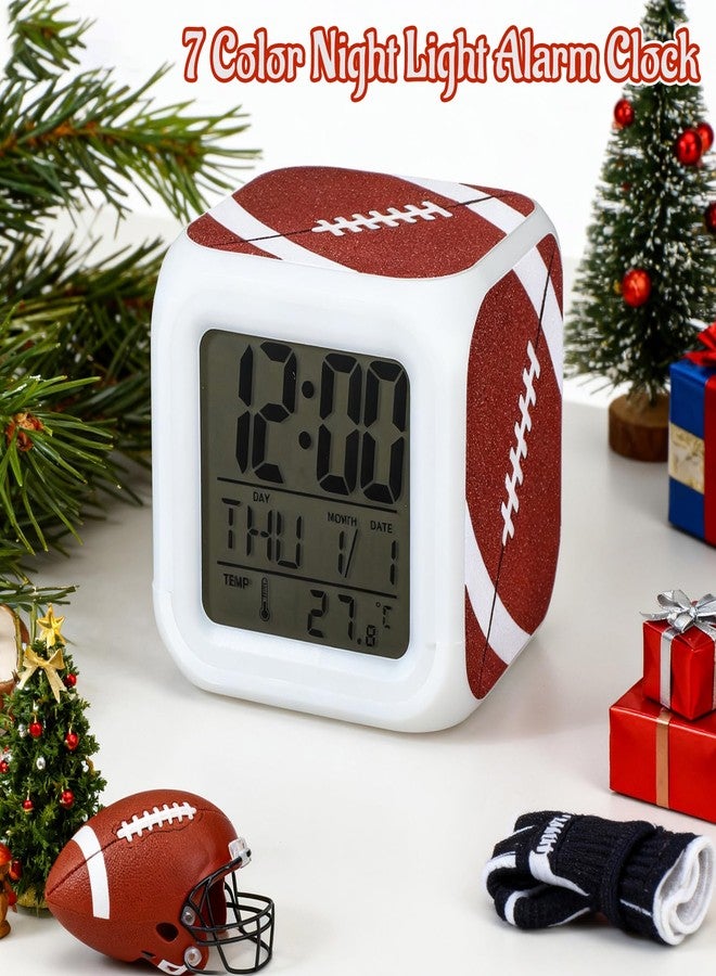 Kenning Christmas Alarm Clock Desk Table Gift with 7 LED Color Changing Nightlight, Xmas Sports Glowing Electronic Colorful Digital Alarm Clock Birthday Present(Rugby) - Image 5