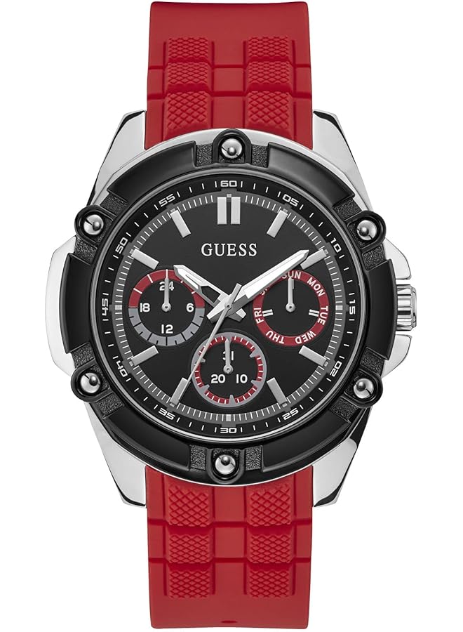 جس ساعة كوارتز رجالية بشاشة تناظرية وحزام سيليكون W1302G1 - Image 1