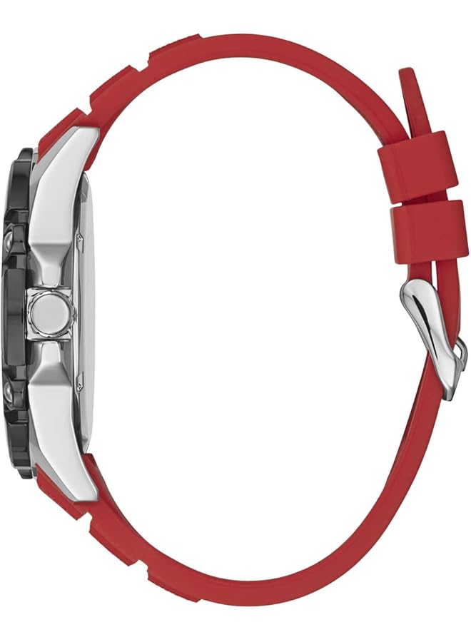 جس ساعة كوارتز رجالية بشاشة تناظرية وحزام سيليكون W1302G1 - Image 2