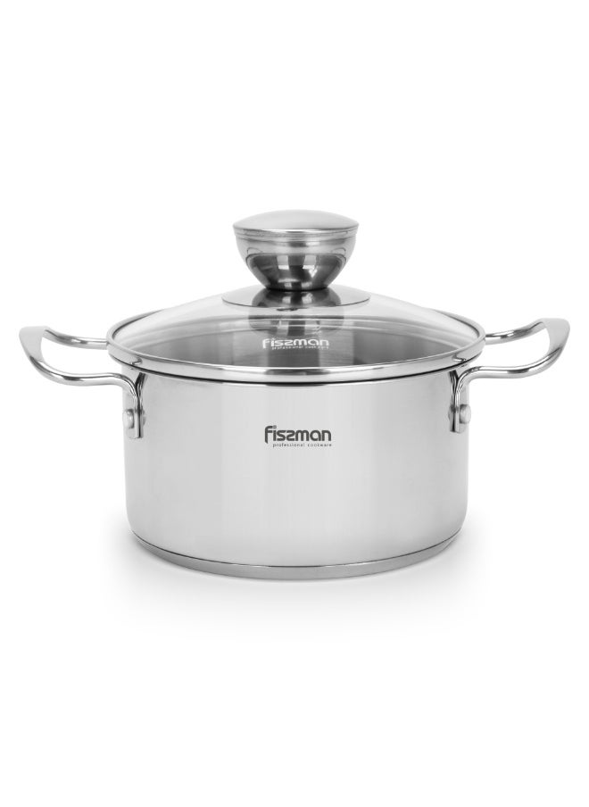 Fissman Cooking Pot 0.8L with Glass Lid, Stainless Steel Stockpot 12x7.5cm Mini Cook Series | 18/10 INOX304 Steel Mirror-Polished Kitchen Cookware | Induction Compatible | Dishwasher Safe  - Image 5