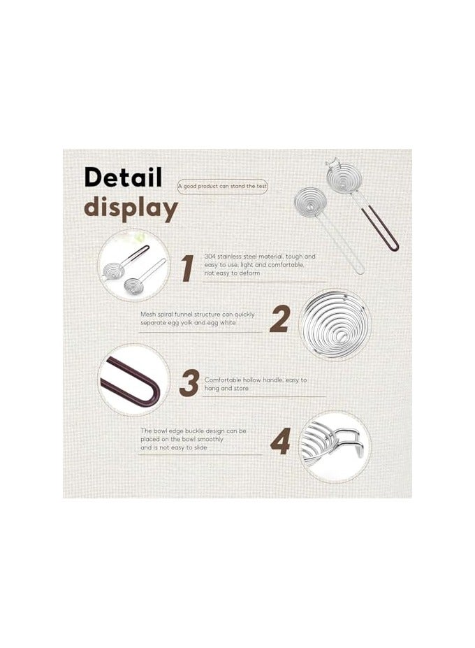 erorex 2 Pcs egg separator Egg yolk, egg white separator Stainless steel egg yolk sieve Egg separator Kitchen tools for baking cakes, kitchen gadgets Cooking/baking tools - Image 4