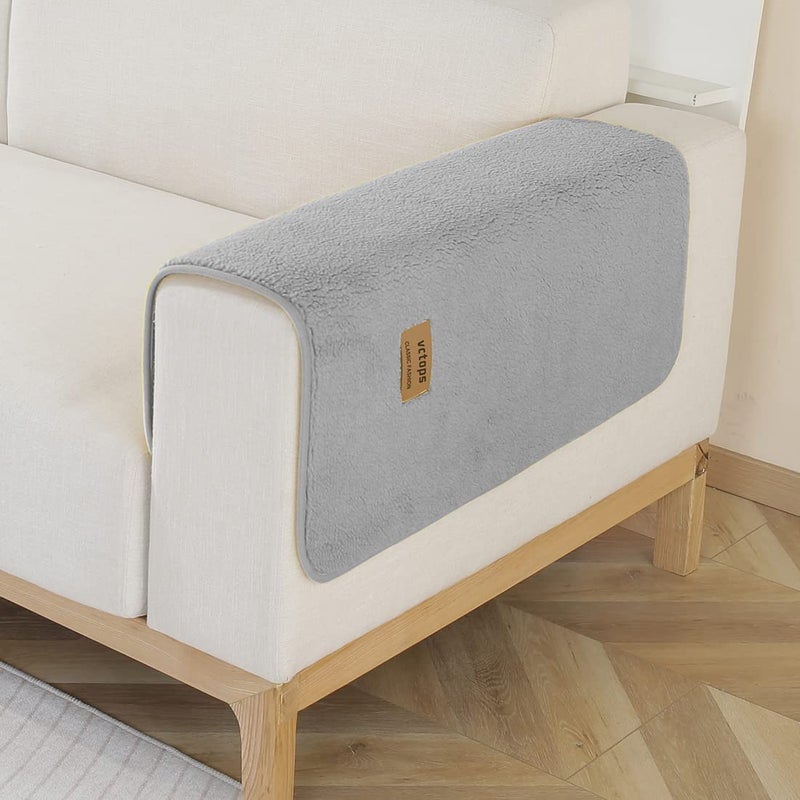 vctops Sherpa Fleece Sofa Couch Covers Super Soft Warm Plush Sectional Couch Cover Luxury Fuzzy Furry Non Slip Sofa Slipcover Furniture Protector Grey28x28