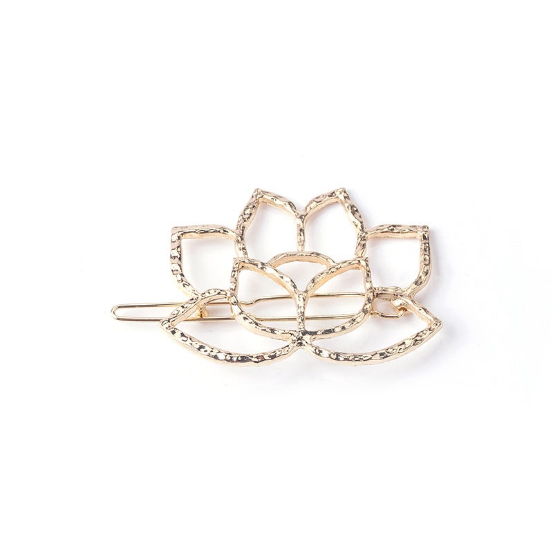 Generic Elegant Lotus Flower Hair Clip Gold 