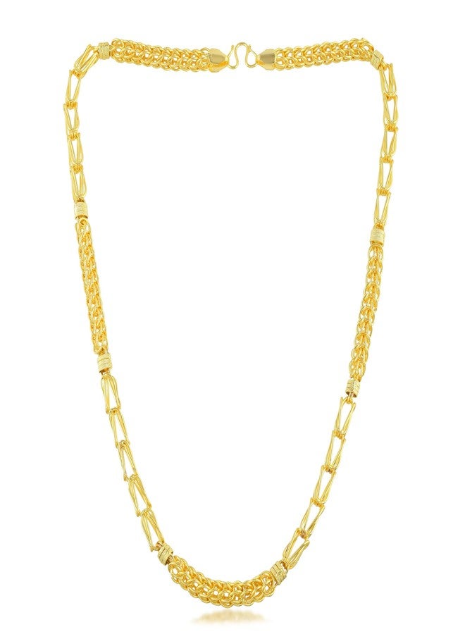 Superstore18 Brass Micron Goldplated Super thick Broad look 24 Inch/ 54 Gms/6 mm thick Handmade Wedding Necklace Men Jewellery Women Bridal (SST4537NKWR) - Image 1