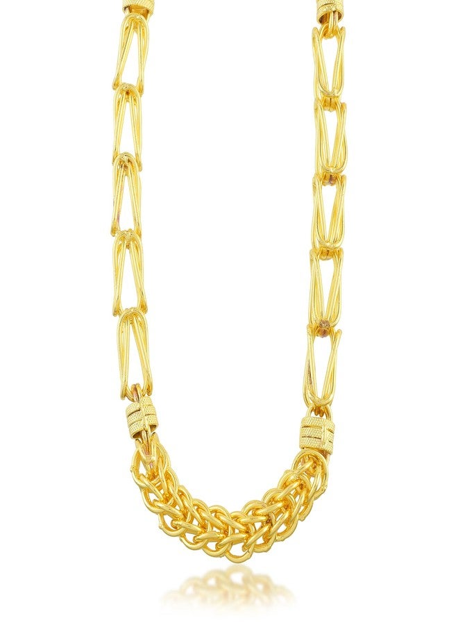 Superstore18 Brass Micron Goldplated Super thick Broad look 24 Inch/ 54 Gms/6 mm thick Handmade Wedding Necklace Men Jewellery Women Bridal (SST4537NKWR) - Image 2