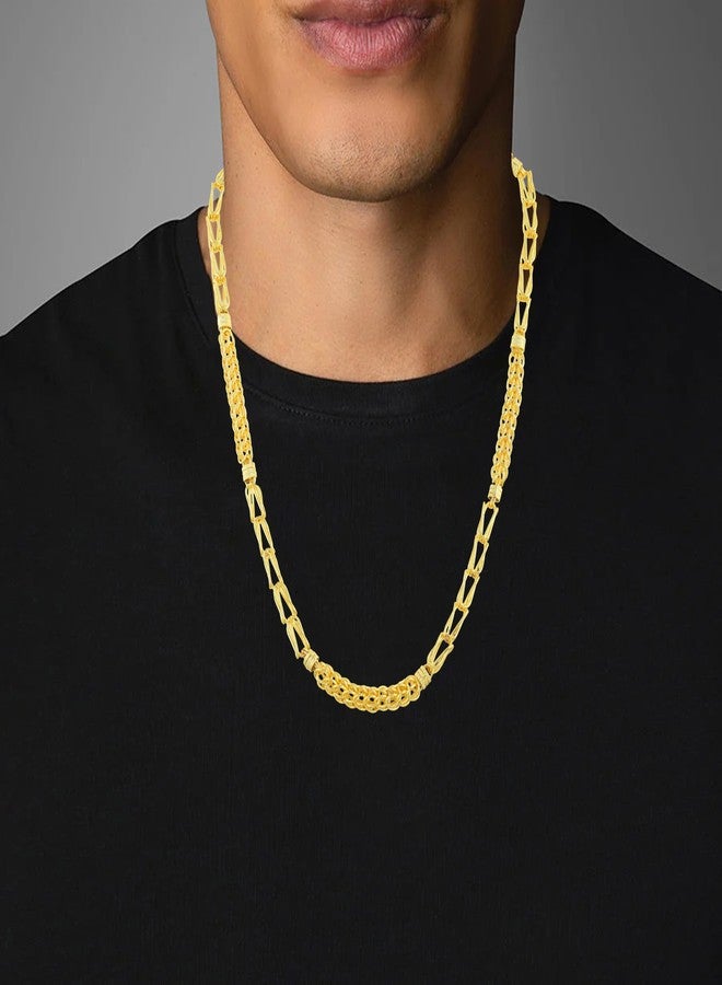 Superstore18 Brass Micron Goldplated Super thick Broad look 24 Inch/ 54 Gms/6 mm thick Handmade Wedding Necklace Men Jewellery Women Bridal (SST4537NKWR) - Image 5