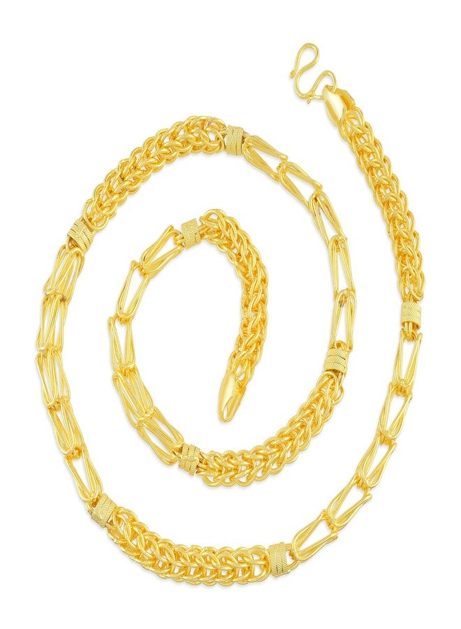 Superstore18 Brass Micron Goldplated Super thick Broad look 24 Inch/ 54 Gms/6 mm thick Handmade Wedding Necklace Men Jewellery Women Bridal (SST4537NKWR) - Image 3