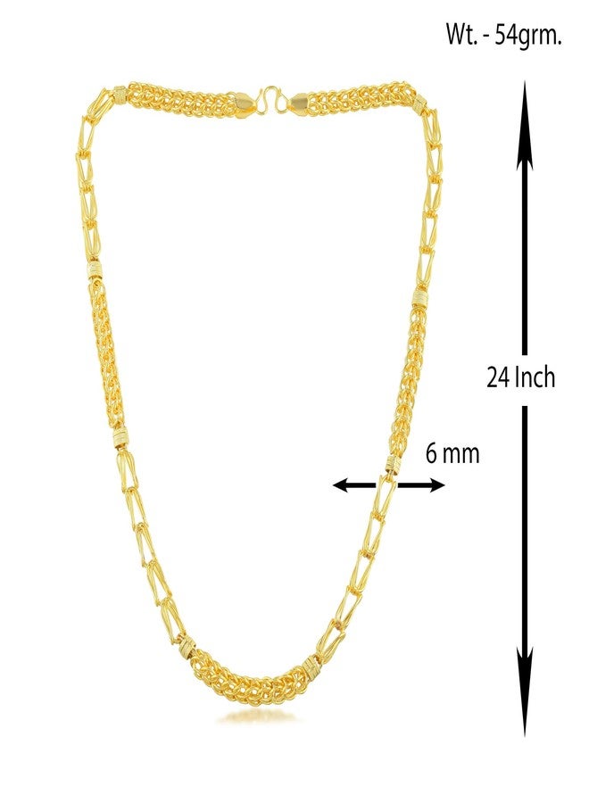Superstore18 Brass Micron Goldplated Super thick Broad look 24 Inch/ 54 Gms/6 mm thick Handmade Wedding Necklace Men Jewellery Women Bridal (SST4537NKWR) - Image 4