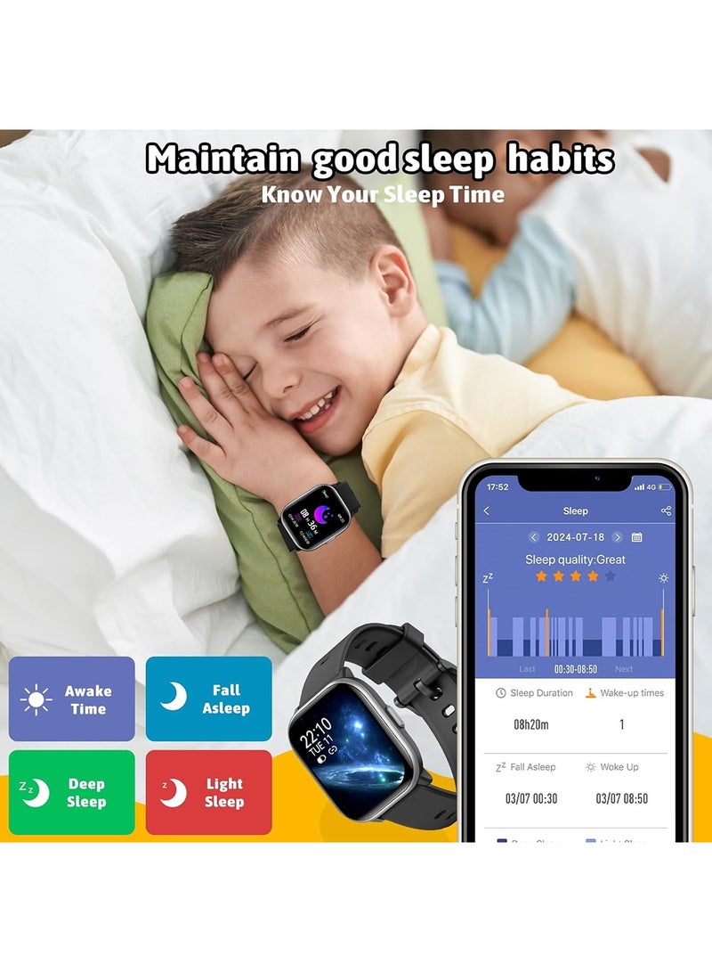 ZONEY ZONEY Kids Smart Watch for Girls Boys with IP68 Waterproof, Girls Watch with 19 Sports Modes, Sleep Tracking, Pedometer, Stopwatch, Kids Activity Tracker, Birthday Gifts for Age 6-15 Years Old, Black  - Image 5