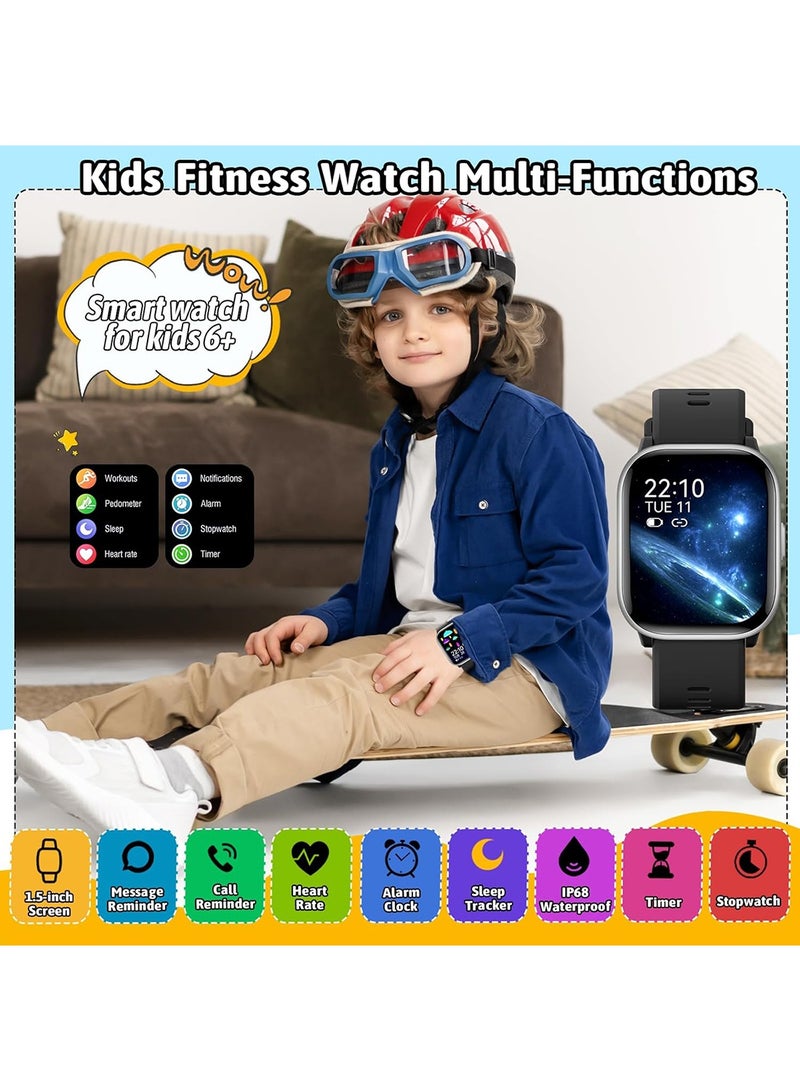 ZONEY ZONEY Kids Smart Watch for Girls Boys with IP68 Waterproof, Girls Watch with 19 Sports Modes, Sleep Tracking, Pedometer, Stopwatch, Kids Activity Tracker, Birthday Gifts for Age 6-15 Years Old, Black  - Image 2