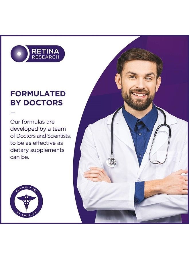 Retina Research - Lutein & Zeaxanthin Eye Vitamins Supplement - Supports Central Macula - Formulated by Doctors - 3rd Party Certified - Hypoallergenic - 60 Softgels - Image 1