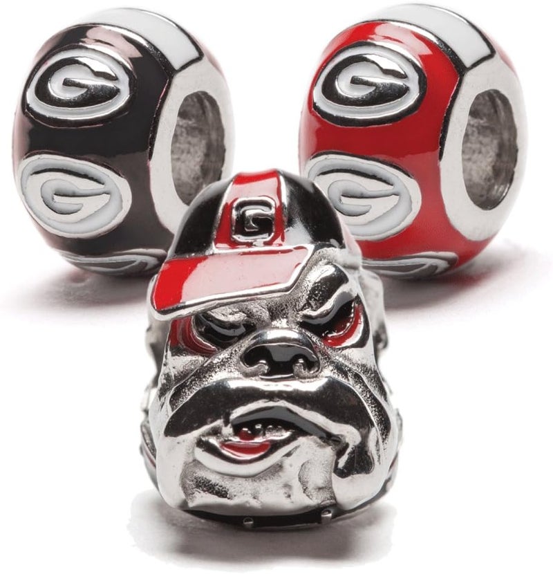 University of Georgia Charms | UGA Bulldogs, Black and Red Charm Set | Officially Licensed University of Georgia Jewelry | UGA Gifts | Georgia Bulldogs | UGA Bulldogs | Stainless Steel