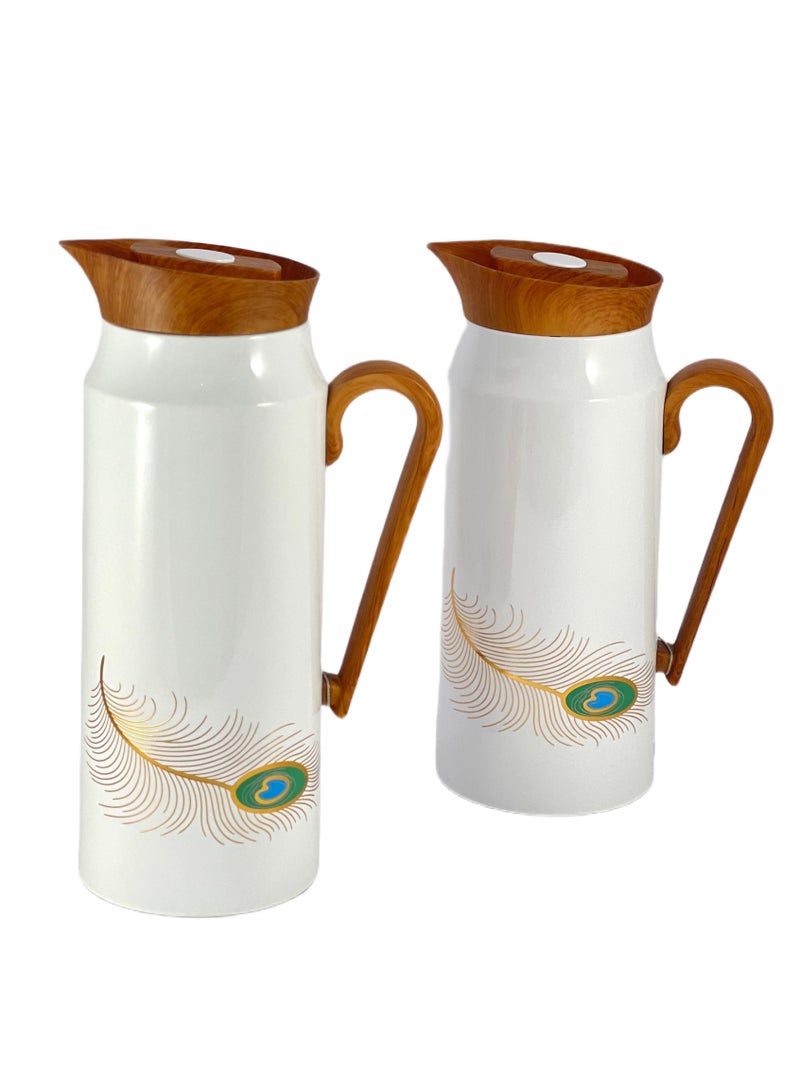 Home Maker 2-Piece Thermal Flask Set – 0.75L & 1L – Stainless Steel Exterior with Inner Glass Insulation - Image 1