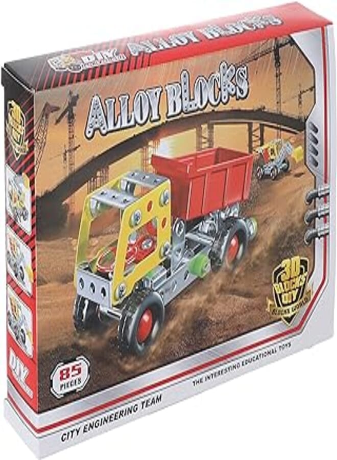 Alloy Blocks Truck Building Toy For Kids, 85 Pieces - Multi Color