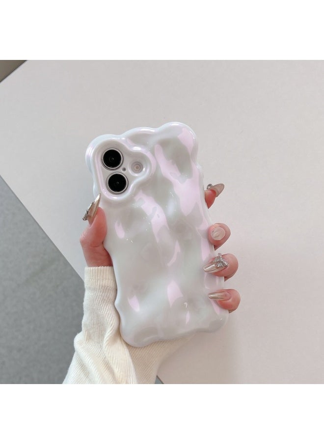 Generic - Niche High-grade Electroplated Shell For IPhone16pro Max Mobile Phone Shell Apple 15 14/13 Creative-Color:Qf Wave Bubble Glitter White Powder-Applicable Models:14 (without Packaging) - Image 1