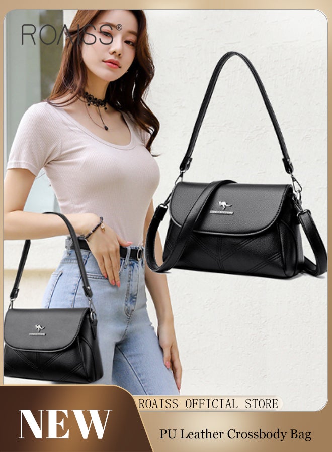 roaiss Fashionable Casual Flip Crossbody Bag Women'S Daily Commuting Pu Leather Material Adjustable Strap Shoulder Bag - Image 1