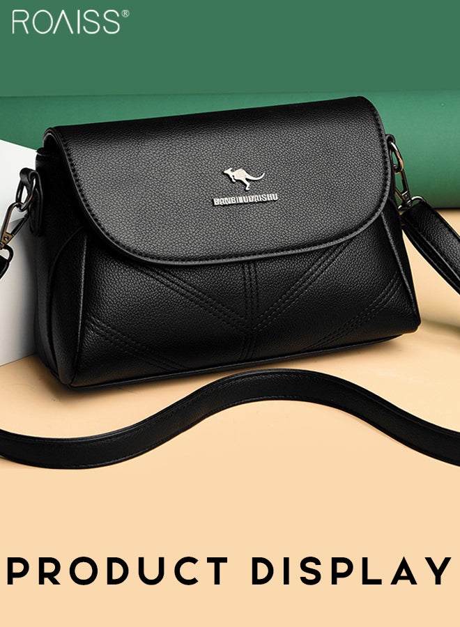 roaiss Fashionable Casual Flip Crossbody Bag Women'S Daily Commuting Pu Leather Material Adjustable Strap Shoulder Bag - Image 2