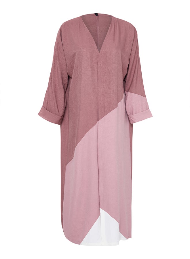 trendyol Dusty Rose Color Block Long Woven Cape & Abaya TCTSS24KF00002 - Image 5