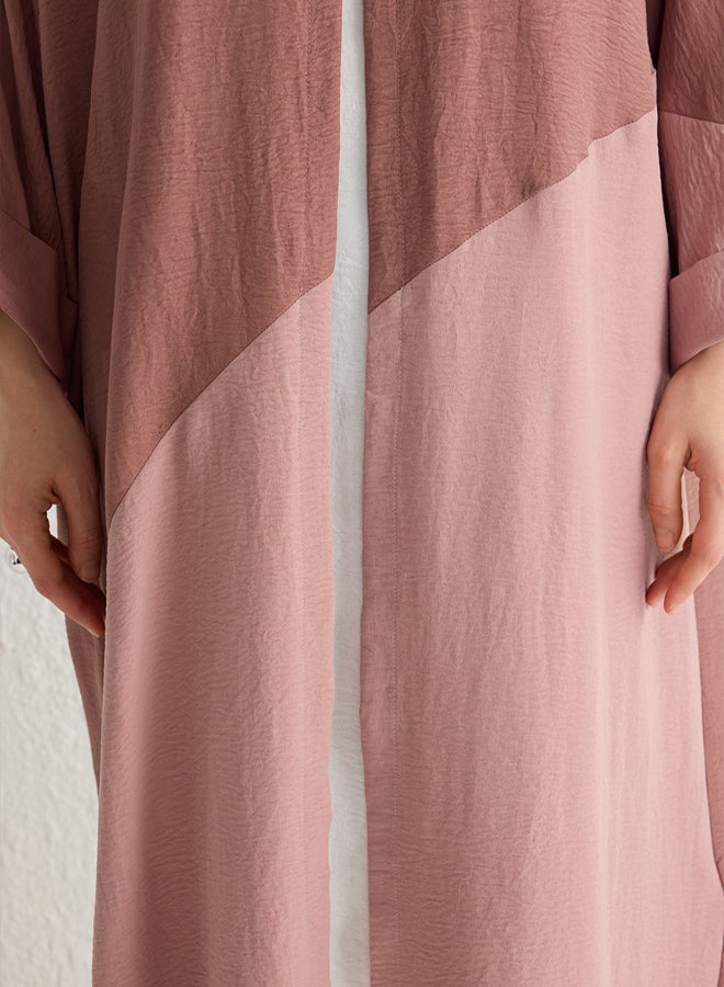 trendyol Dusty Rose Color Block Long Woven Cape & Abaya TCTSS24KF00002 - Image 4