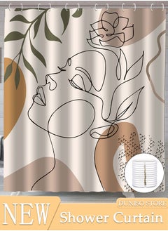 DUNISO Waterproof Fabric Shower Curtain With 12 Hooks, Bathroom Decor Machine Washable Durable and Quick-Drying, 180*180 cm Abstract Woman's Face Print Shower Curtain for Bathroom  - Image 1