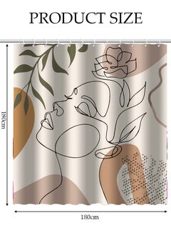 DUNISO Waterproof Fabric Shower Curtain With 12 Hooks, Bathroom Decor Machine Washable Durable and Quick-Drying, 180*180 cm Abstract Woman's Face Print Shower Curtain for Bathroom  - Image 4