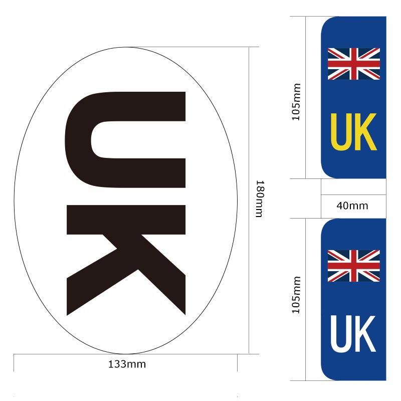 BEEWAY UK Car Stickers for Europe - 2x UK Oval + 4x Number Plate Stickers - Gloss Laminated, Self-adhesive Vinyl Sticker for Cars, Vans, Trucks Driving in European after Brexit GB - Image 2