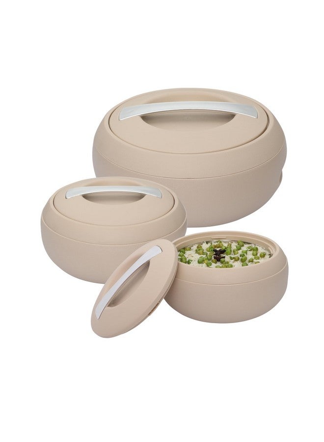 JAYPEE Gourmet Inner Stainless Steel Casserole Set of 3 with Lockable Lid,(1000+1500+2000 ml), BPA Free Insulated Casserole Set |Food Grade Serving Set |Ideal for Chapati,Warm & Fresh Food,Coffee - Image 2