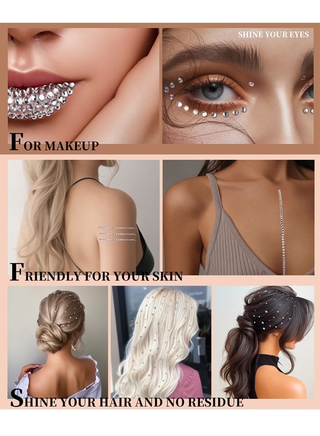 991 قطعة من ملصقات الوشم اللاصقة الشفافة المصنوعة من أحجار الراين، أحجار الراين الملتصقة على الوجه للشعر والوجه والمكياج والحرف اليدوية، 6 أحجام - Image 3