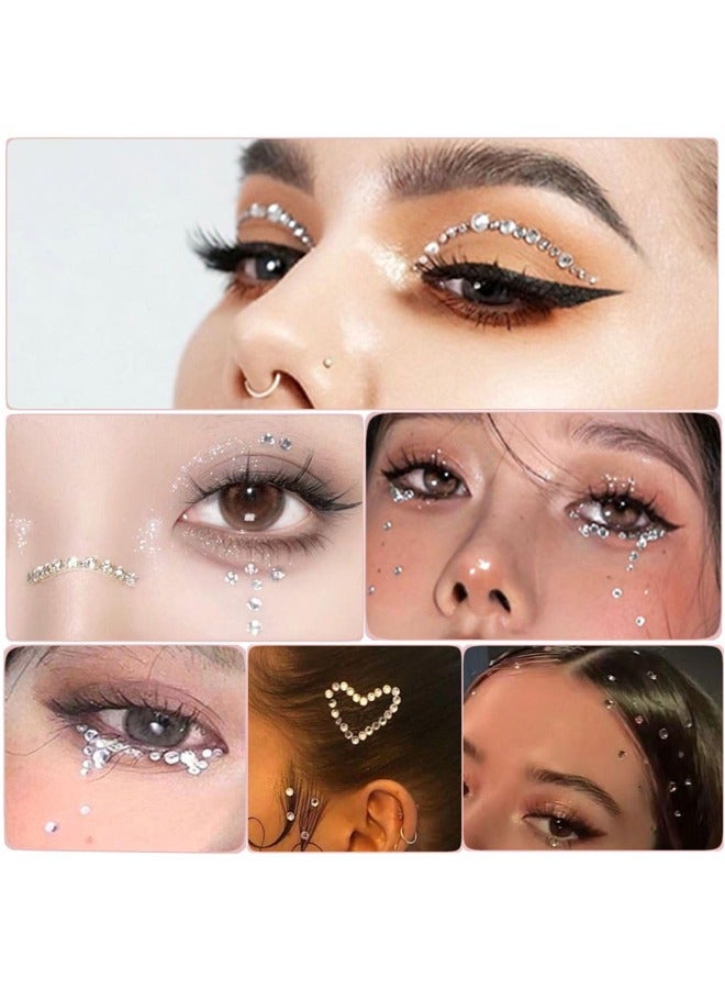 991 قطعة من ملصقات الوشم اللاصقة الشفافة المصنوعة من أحجار الراين، أحجار الراين الملتصقة على الوجه للشعر والوجه والمكياج والحرف اليدوية، 6 أحجام - Image 4