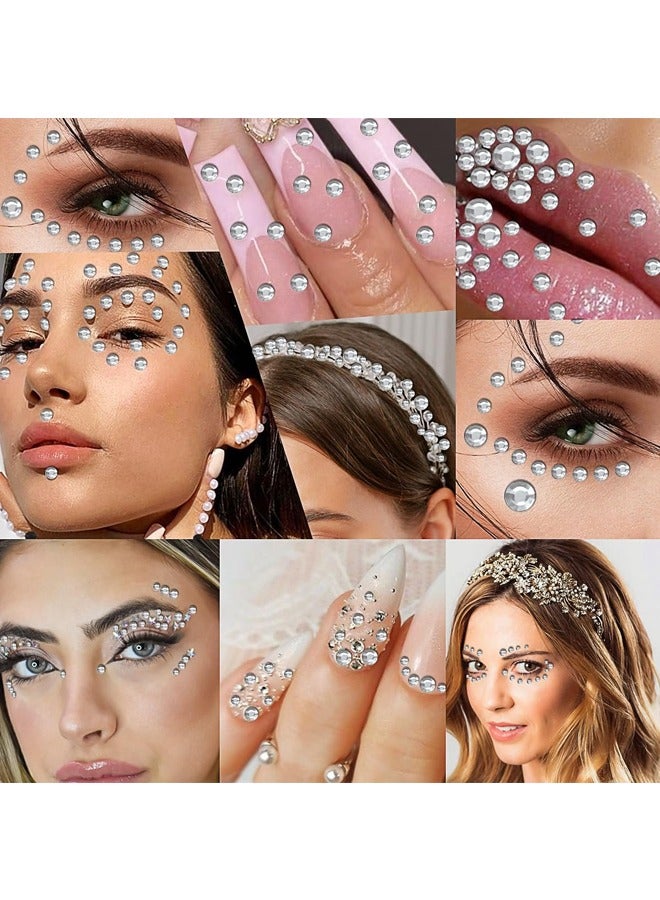 991 قطعة من ملصقات الوشم اللاصقة الشفافة المصنوعة من أحجار الراين، أحجار الراين الملتصقة على الوجه للشعر والوجه والمكياج والحرف اليدوية، 6 أحجام - Image 5