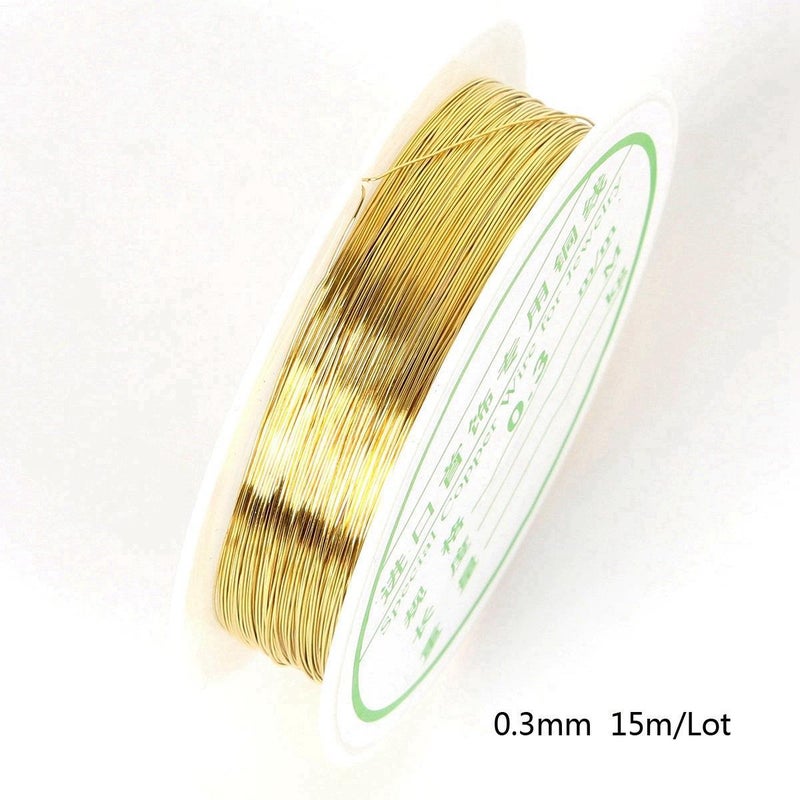 Copper wire shaping wire copper ring wire jewelry wire lead wire winding diy handicraft hairpin material accessories wholesale Gold 0.3MM15 m/roll Gold 0.3MM15 m/roll