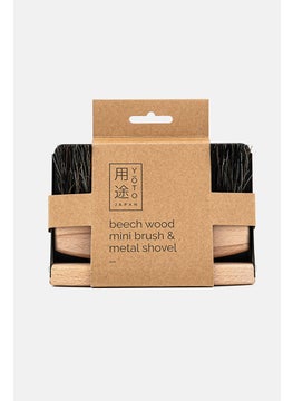 YOTO Beech Wood Mini Brush and Metal Shovel, Black and Wood  - Image 1