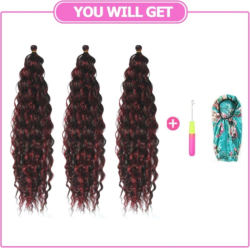 DSOAR Deep Wave Braiding Hair Ombre Deep Twist Wavy Synthetic Hair Highlight Curly Extensions for Braids Ocean Wave Hair Bundles 22 Inch 3 Packs, 4/BUG# - Image 4