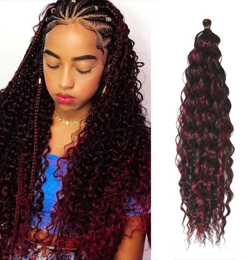 DSOAR Deep Wave Braiding Hair Ombre Deep Twist Wavy Synthetic Hair Highlight Curly Extensions for Braids Ocean Wave Hair Bundles 22 Inch 3 Packs, 4/BUG# - Image 1