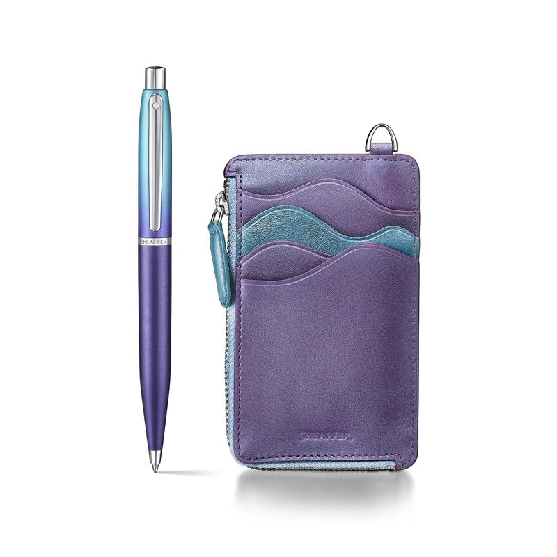 SHEAFFER Giftset Sheaffer Expressions Vfm 9430 Gradient Blue With Chrome Trims Bp With Metallic Purple L Zip Cch - Image 1