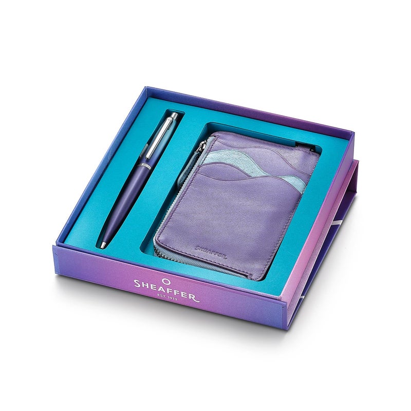 SHEAFFER Giftset Sheaffer Expressions Vfm 9430 Gradient Blue With Chrome Trims Bp With Metallic Purple L Zip Cch - Image 3