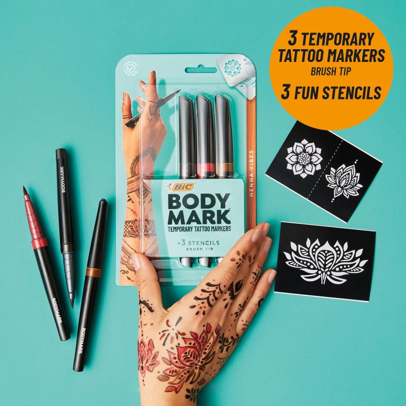 BodyMark BIC BodyMark Temporary Tattoo Marker, Henna Vibes, Assorted Colors, 3-Count - Amazon Vine - Image 4
