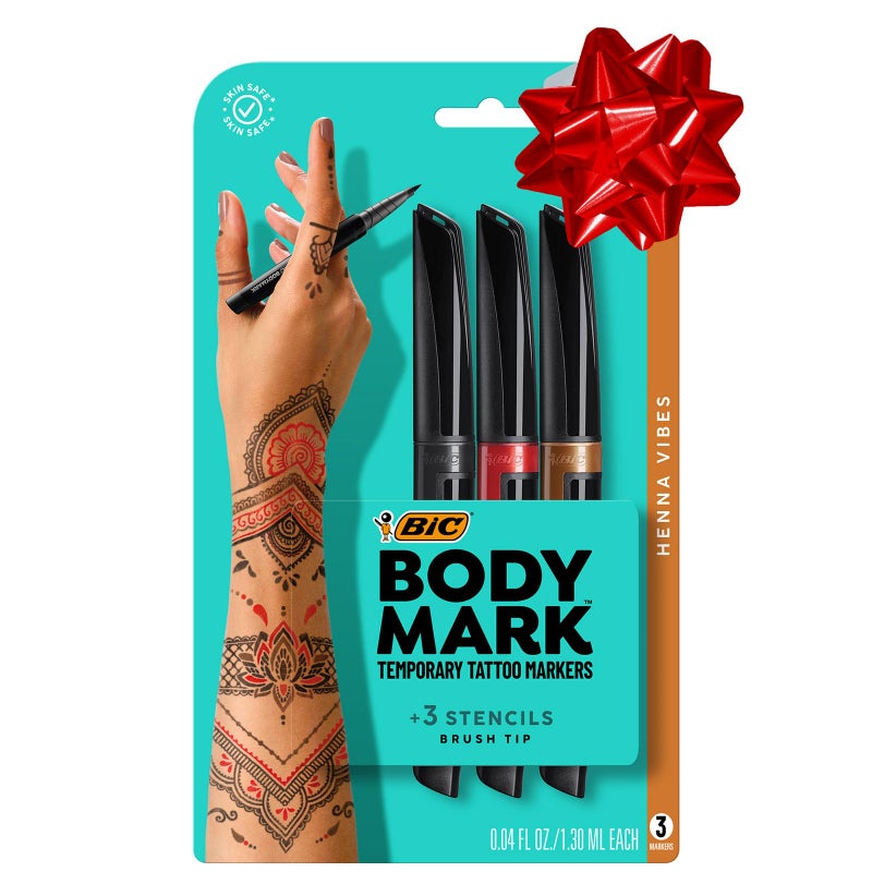 BodyMark BIC BodyMark Temporary Tattoo Marker, Henna Vibes, Assorted Colors, 3-Count - Amazon Vine - Image 1