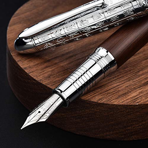 Asvine Hongdian 6016 Natural Wood Fountain Pen, Iridium Extra Fine Nib Writing Pen with Metal Pen Case - Image 3