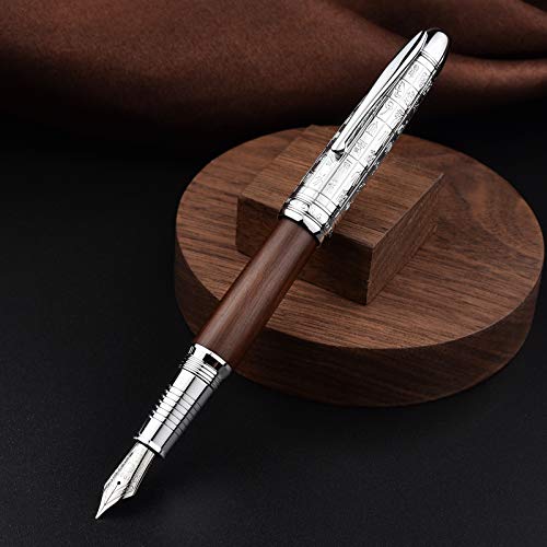 Asvine Hongdian 6016 Natural Wood Fountain Pen, Iridium Extra Fine Nib Writing Pen with Metal Pen Case - Image 2