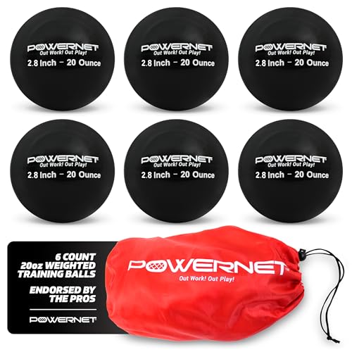 PowerNet Weighted Baseballs for Hitting Training, Baseball Training Equipment for Throwing & Batting, Build Muscle & Strength, 6 Balls 2.8" (20 Oz - Black) - Image 1