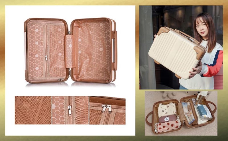 TRADY Portable Makeup Travel Case Hard Shell Cosmetic Travel Case, Small Travel Hand Luggage with Elastic Band, Mini ABS Carrying Makeup Case Suitcase, Travel Camping. - Image 5