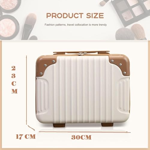 TRADY Portable Makeup Travel Case Hard Shell Cosmetic Travel Case, Small Travel Hand Luggage with Elastic Band, Mini ABS Carrying Makeup Case Suitcase, Travel Camping. - Image 2