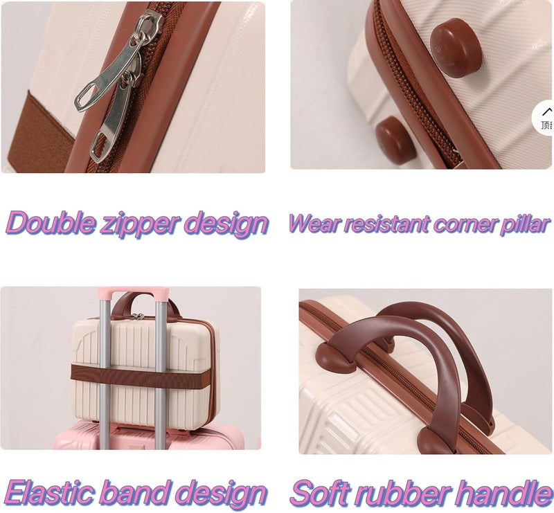 TRADY Portable Makeup Travel Case Hard Shell Cosmetic Travel Case, Small Travel Hand Luggage with Elastic Band, Mini ABS Carrying Makeup Case Suitcase, Travel Camping. - Image 3